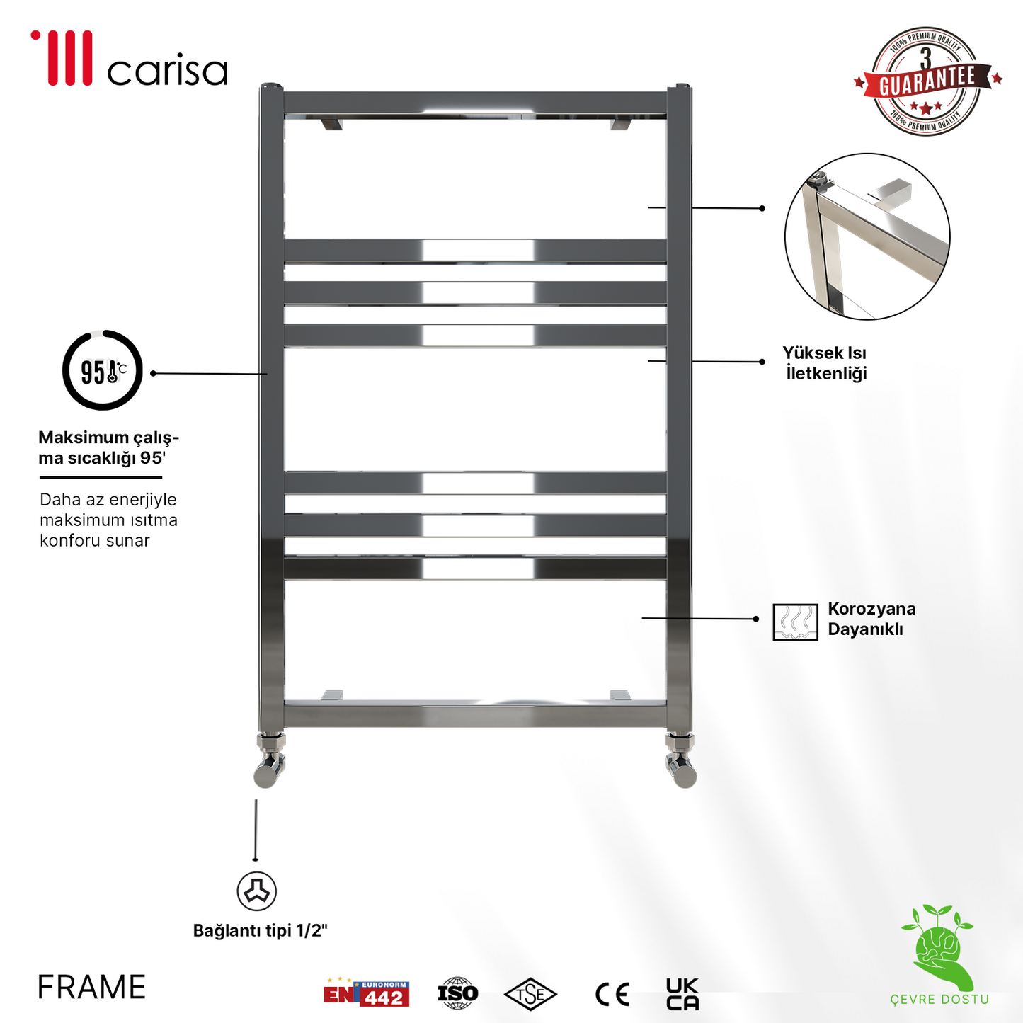 Carisa Frame Sèche-Serviettes en Acier Design Moderne Chromé