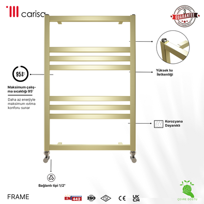 Carisa Frame Sèche-Serviettes en Aluminium Design Moderne Laiton Anodisé Brossé