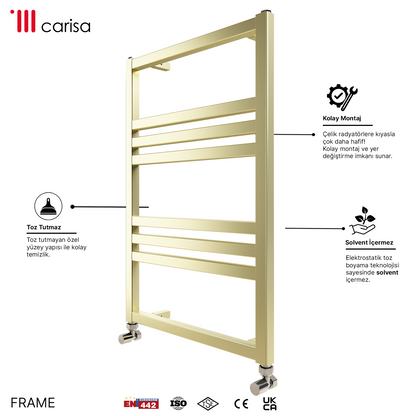 Carisa Frame Sèche-Serviettes en Aluminium Design Moderne Laiton Anodisé Brossé