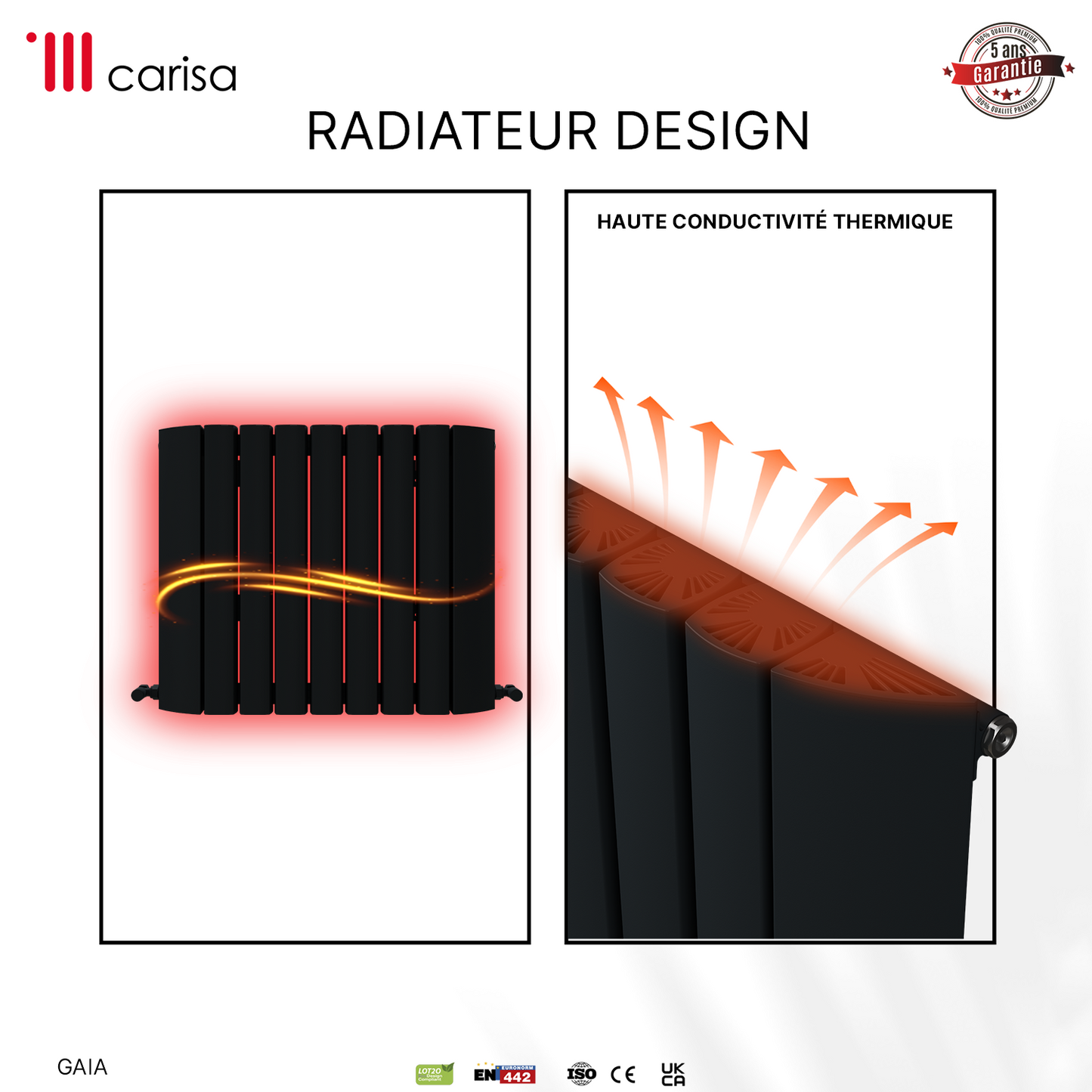Carisa Gaia Radiateur en Aluminium Horizontal Design Moderne Anthracite