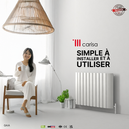 Carisa Gaia Radiateur en Aluminium Horizontal Design Moderne Blanc