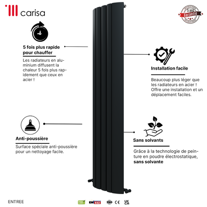 Carisa Gaia Radiateur en Aluminium Vertical Design Moderne Anthracite