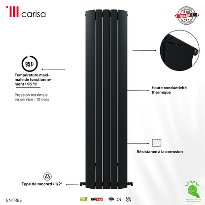 Carisa Gaia Radiateur en Aluminium Vertical Design Moderne Anthracite