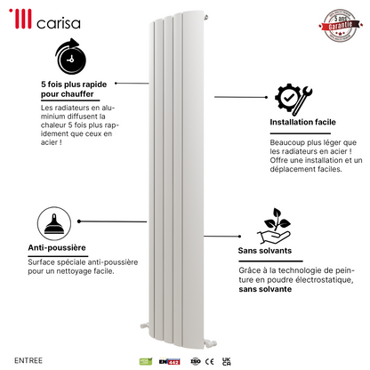 Carisa Gaia Radiateur en Aluminium Vertical Design Moderne Blanc