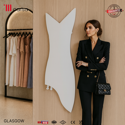 Carisa Glasgow Radiateur Design Mince en Acier Vertical Design Moderne Blanc