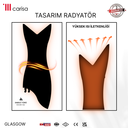 Carisa Glasgow Radiateur Design Mince en Acier Vertical Design Moderne Noir