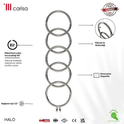 Carisa Halo Sèche-Serviettes en Acier Inoxydable Design Moderne Miroir Poli