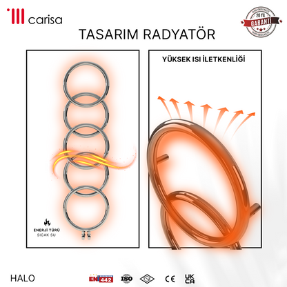 Carisa Halo Sèche-Serviettes en Acier Inoxydable Design Moderne Miroir Poli
