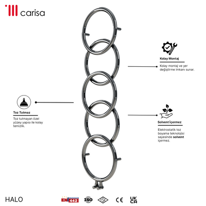 Carisa Halo Sèche-Serviettes en Acier Inoxydable Design Moderne Miroir Poli