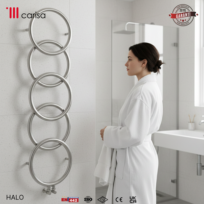 Carisa Halo Sèche-Serviettes en Acier Inoxydable Design Moderne Satiné Poli