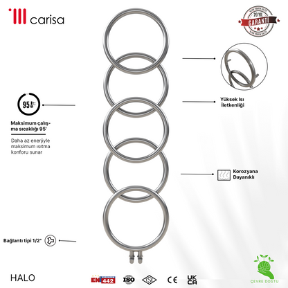 Carisa Halo Sèche-Serviettes en Acier Inoxydable Design Moderne Satiné Poli