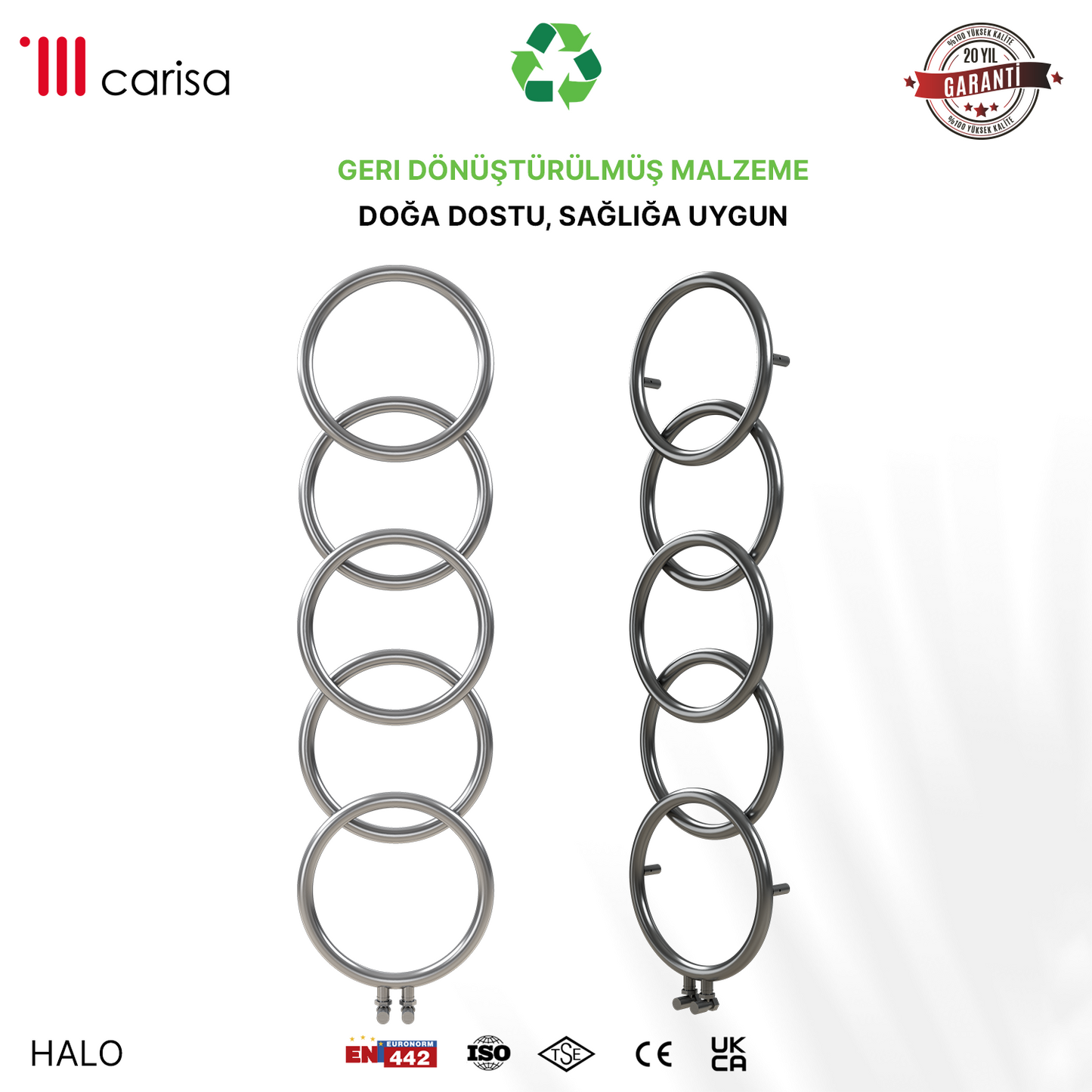 Carisa Halo Sèche-Serviettes en Acier Inoxydable Design Moderne Satiné Poli