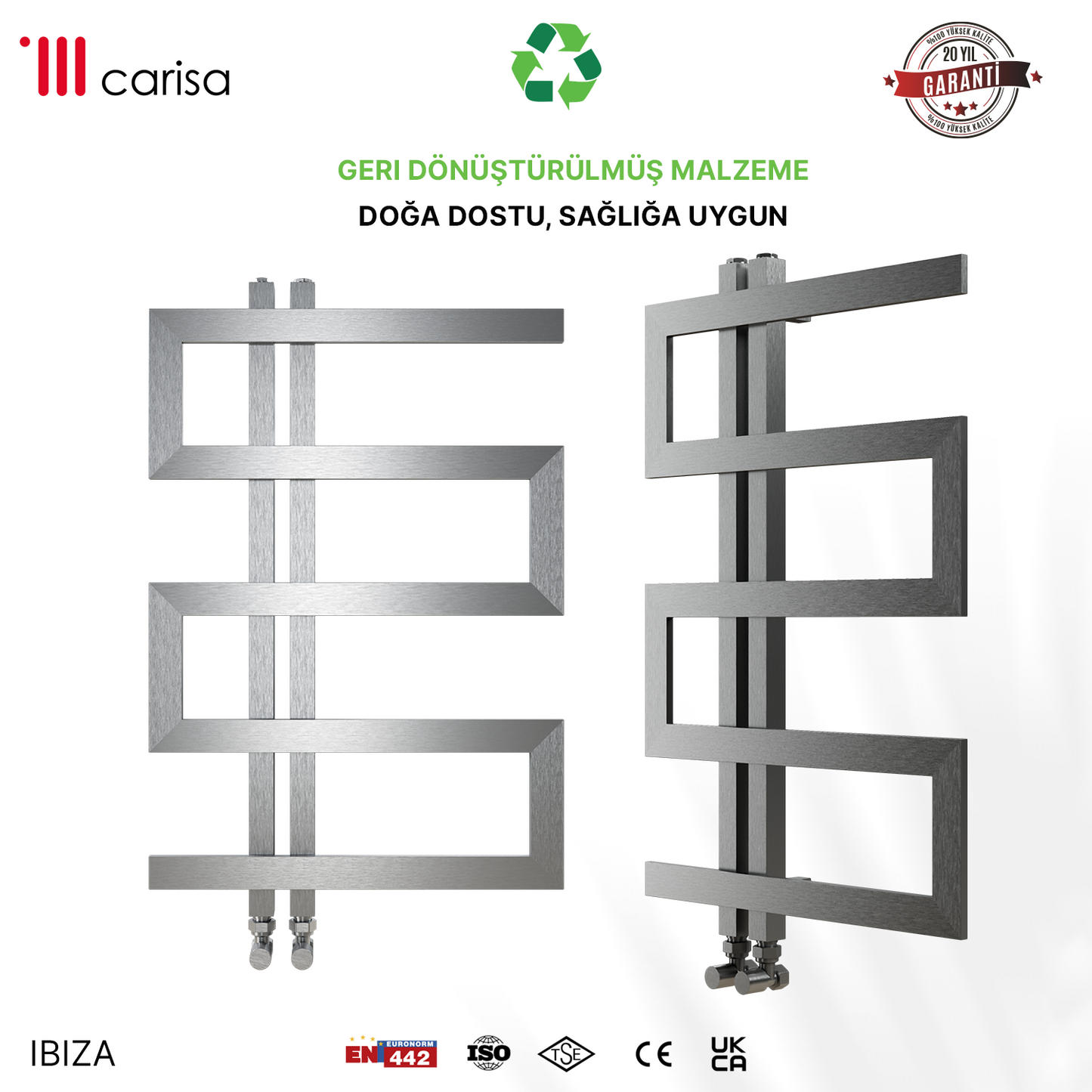 Carisa Ibiza Sèche-Serviettes en Acier Inoxydable Design Moderne Satiné Poli