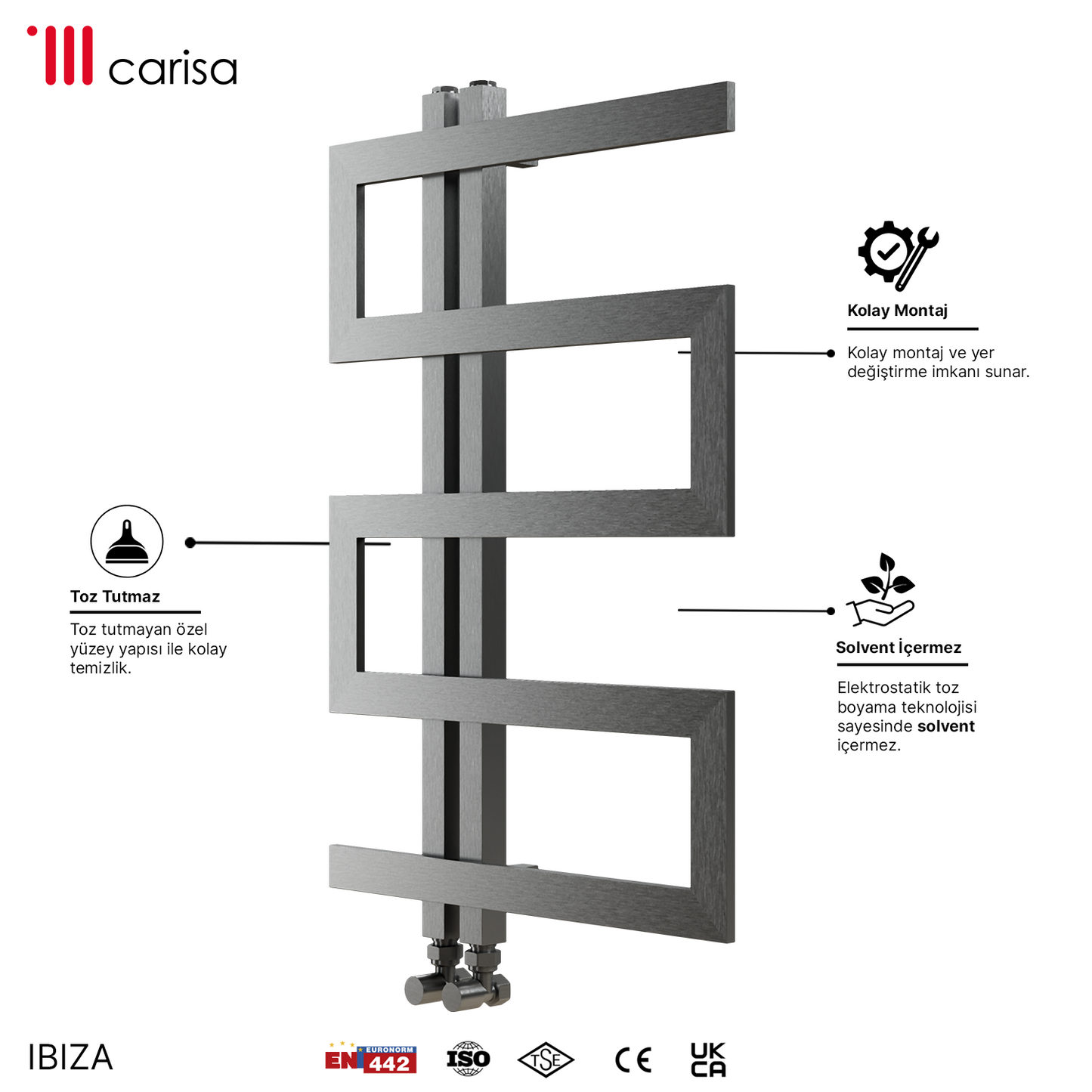 Carisa Ibiza Sèche-Serviettes en Acier Inoxydable Design Moderne Satiné Poli