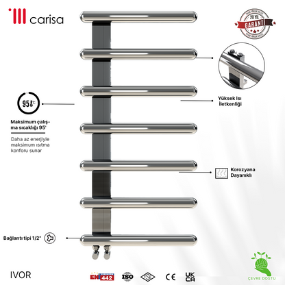 Carisa Ivor Sèche-Serviettes en Acier Inoxydable Design Moderne Miroir Poli