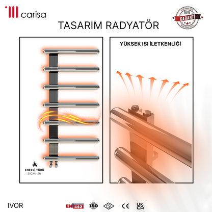 Carisa Ivor Sèche-Serviettes en Acier Inoxydable Design Moderne Miroir Poli