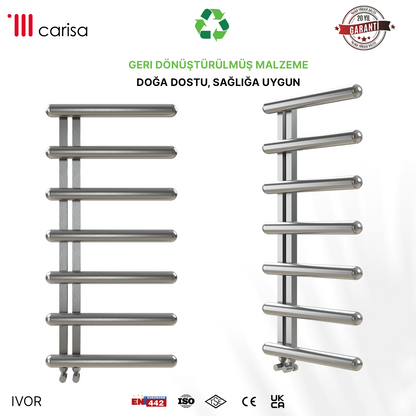 Carisa Ivor Sèche-Serviettes en Acier Inoxydable Design Moderne Satiné Poli