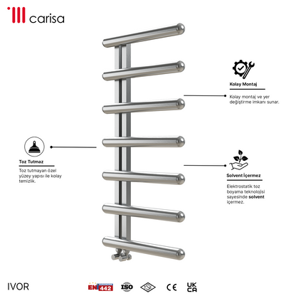 Carisa Ivor Sèche-Serviettes en Acier Inoxydable Design Moderne Satiné Poli