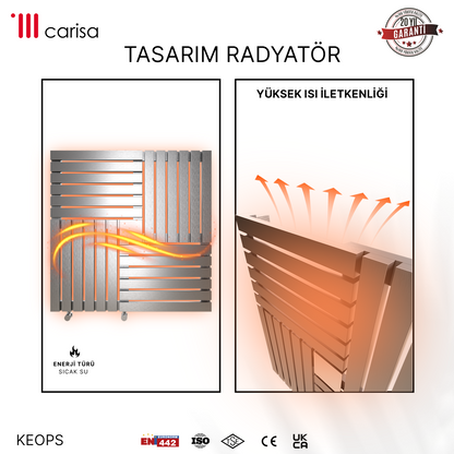 Carisa Keops Radiateur en Acier Inoxydable Horizontal Design Moderne Satiné Poli