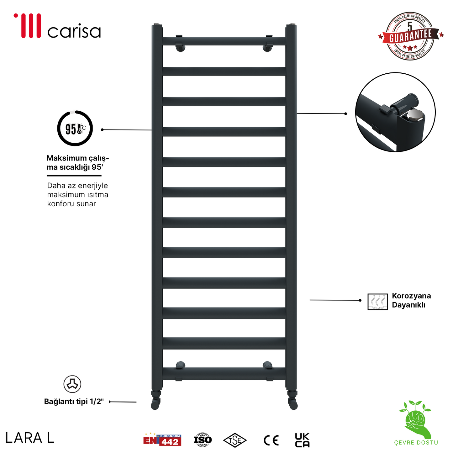 Carisa Lara L Sèche-Serviettes en Aluminium Design Moderne Anthracite