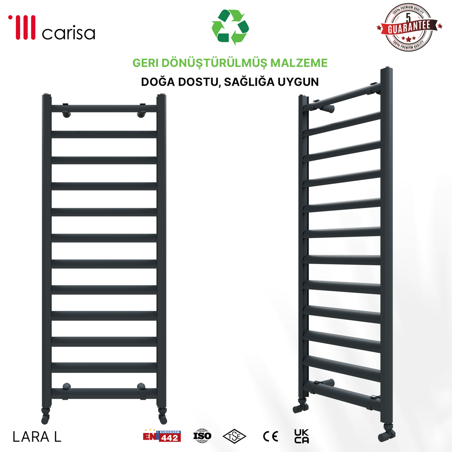Carisa Lara L Sèche-Serviettes en Aluminium Design Moderne Anthracite