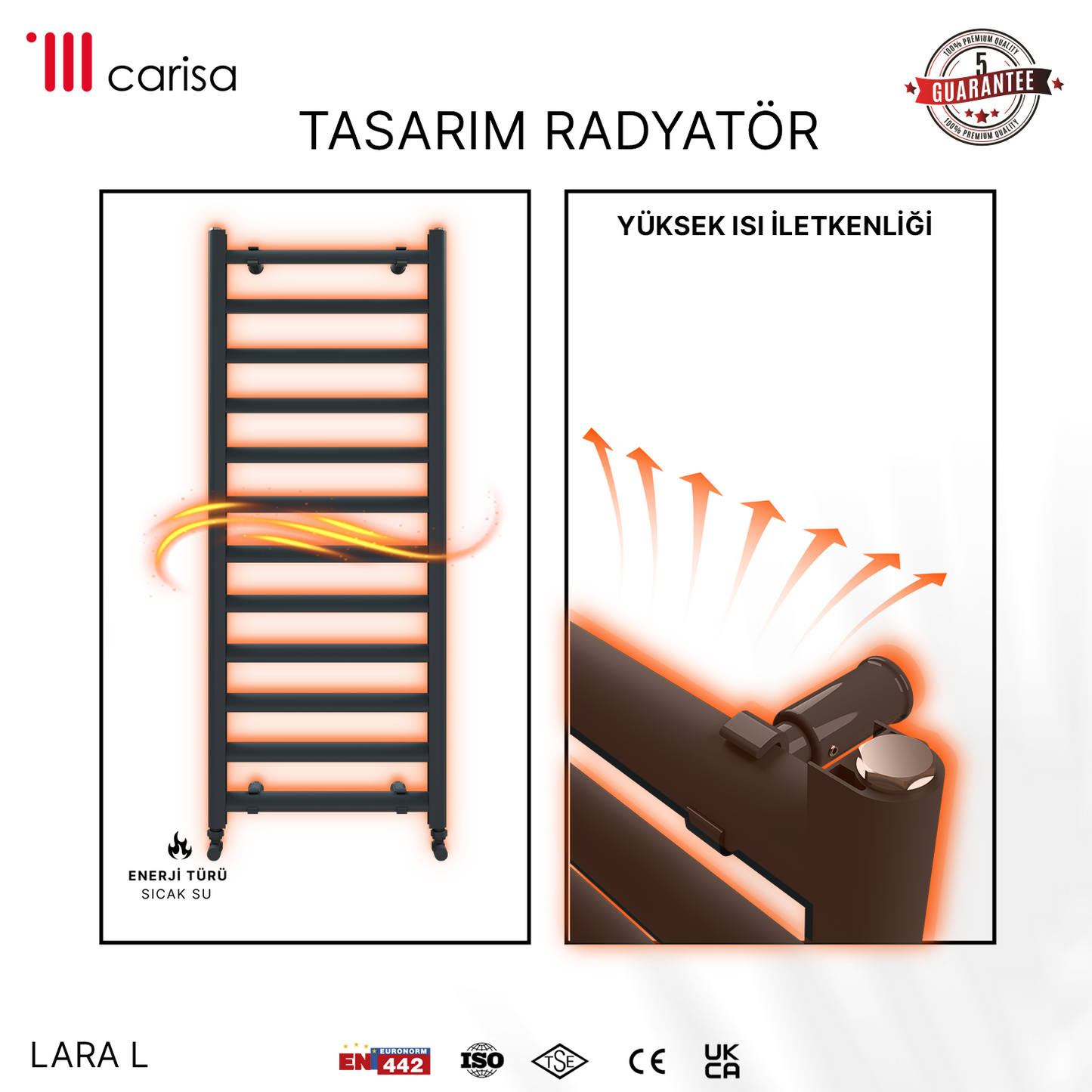 Carisa Lara L Sèche-Serviettes en Aluminium Design Moderne Anthracite
