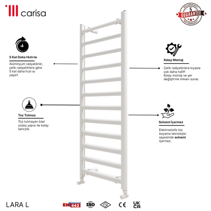 Carisa Lara L Sèche-Serviettes en Aluminium Design Moderne Blanc