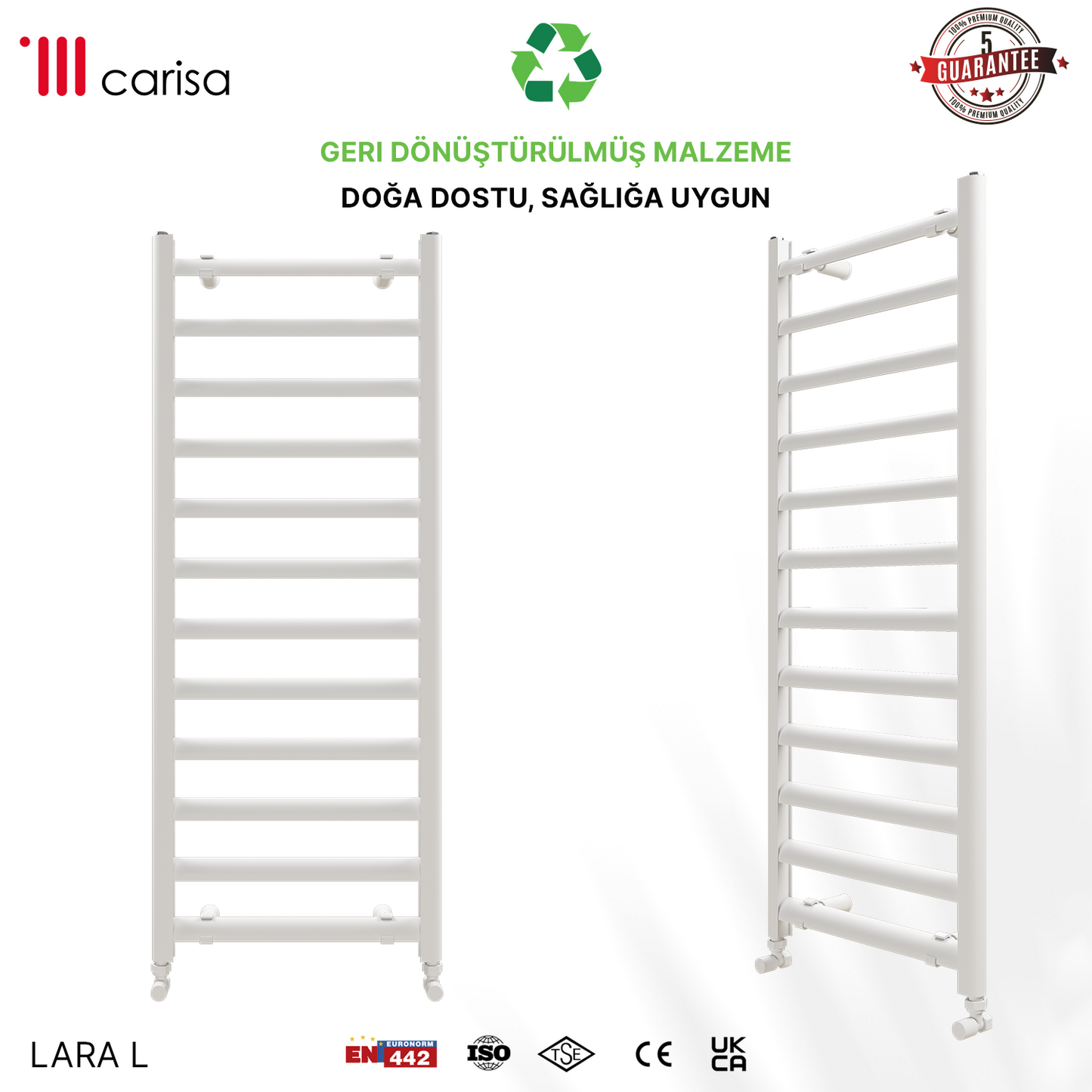 Carisa Lara L Sèche-Serviettes en Aluminium Design Moderne Blanc
