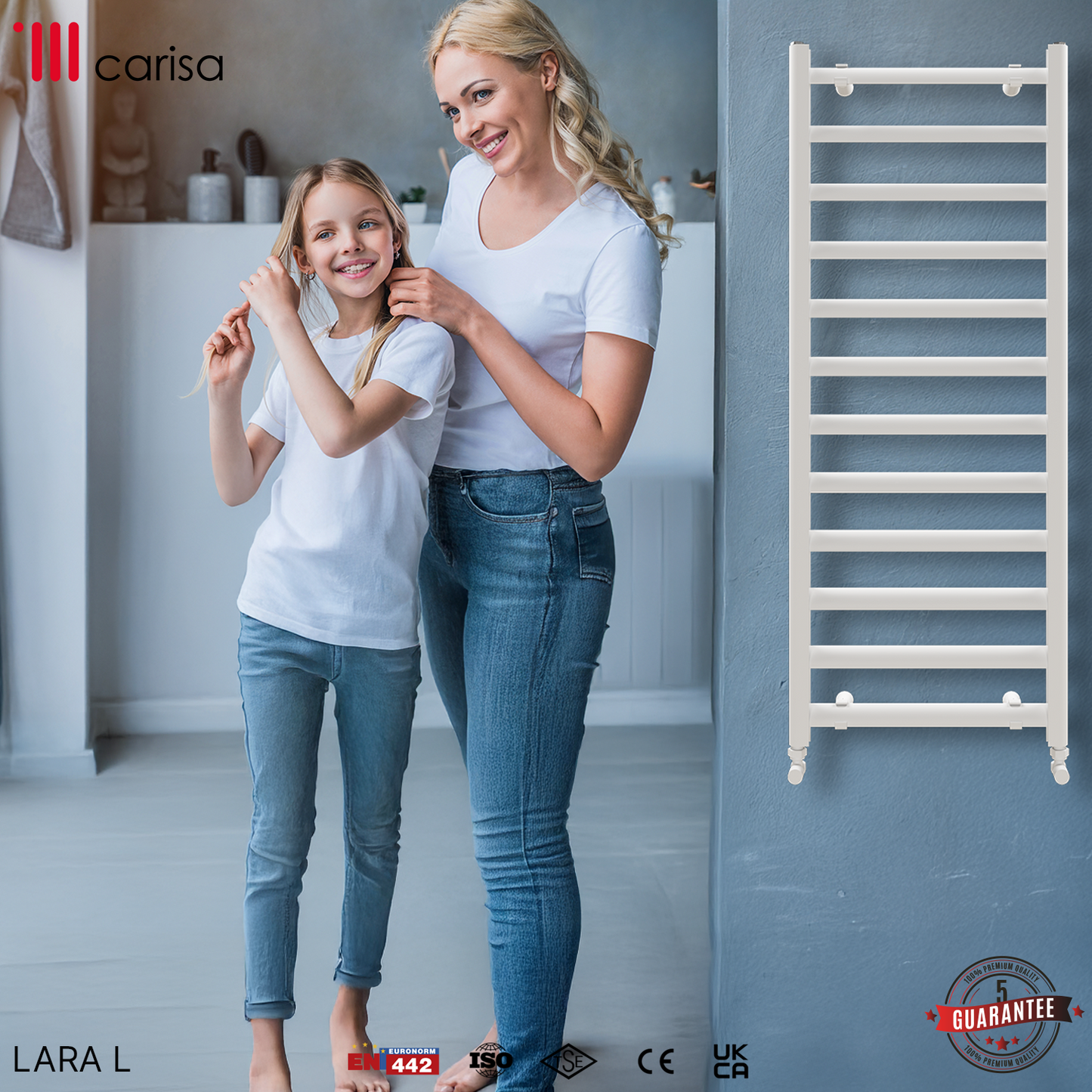 Carisa Lara L Sèche-Serviettes en Aluminium Design Moderne Blanc