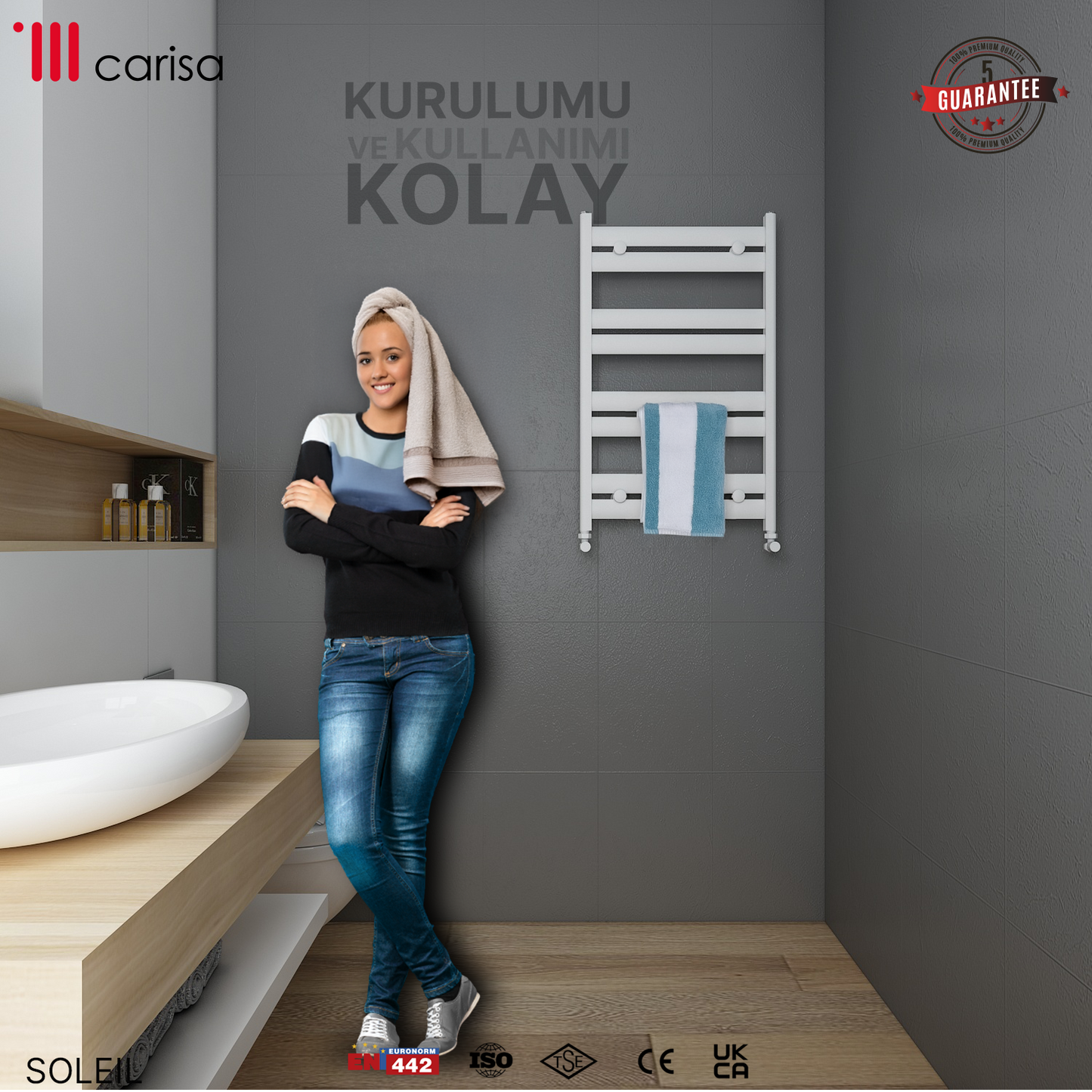 Carisa Ligne Sèche-Serviettes en Aluminium Design Moderne Blanc