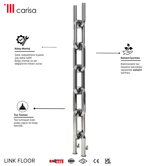 Carisa Link Radiateur en Acier Inoxydable Vertical Design Moderne Satiné Poli