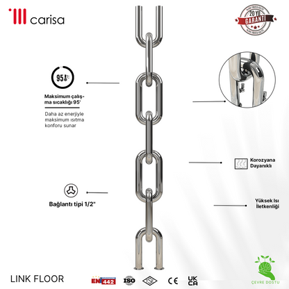 Carisa Link Radiateur en Acier Inoxydable Vertical Design Moderne Satiné Poli