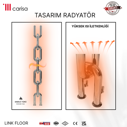 Carisa Link Radiateur en Acier Inoxydable Vertical Design Moderne Satiné Poli