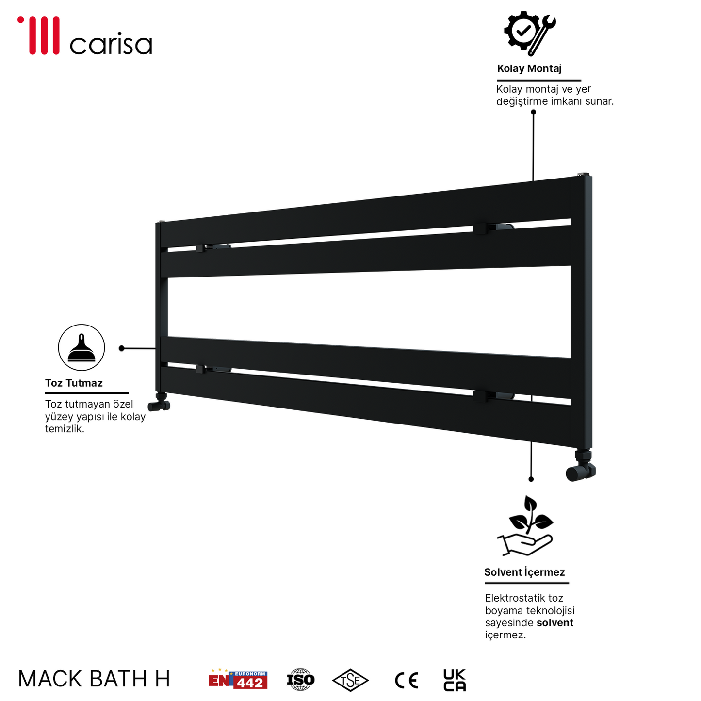 Carisa Mack Bath H Sèche-Serviettes en Aluminium Design Moderne Anthracite