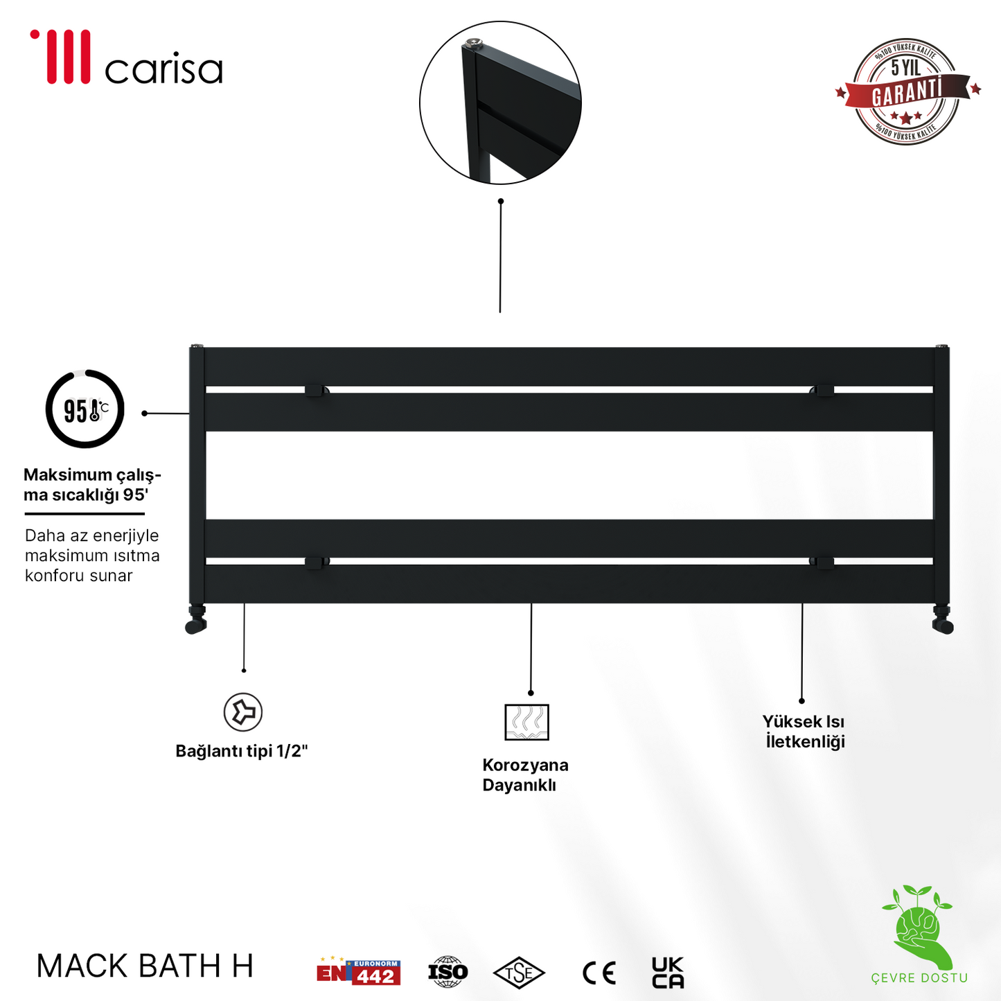 Carisa Mack Bath H Sèche-Serviettes en Aluminium Design Moderne Anthracite
