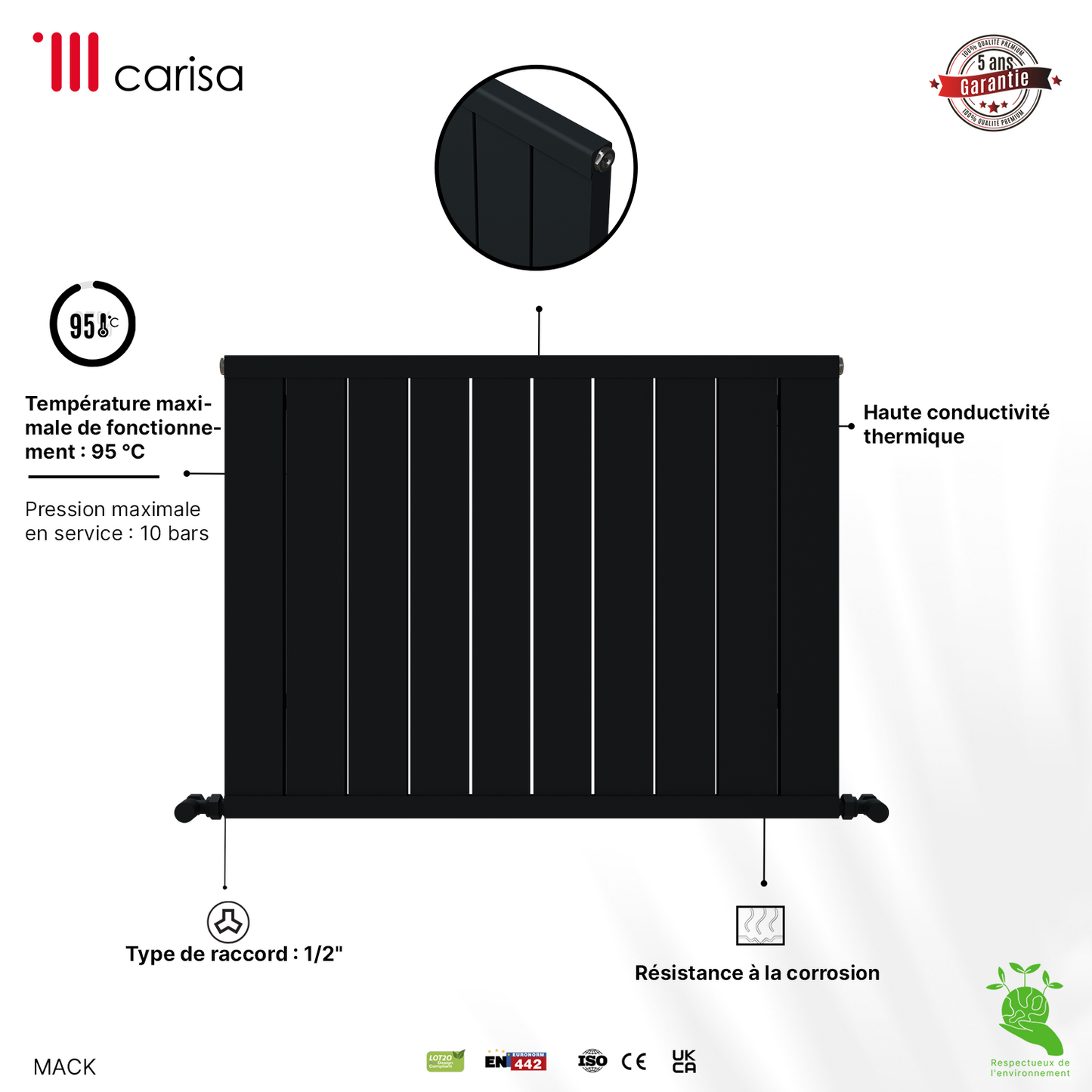 Carisa Mack Radiateur en Aluminium Horizontal Design Moderne Anthracite