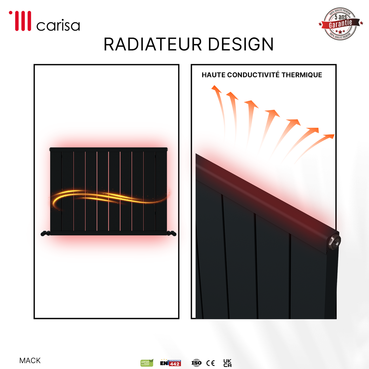 Carisa Mack Radiateur en Aluminium Horizontal Design Moderne Anthracite