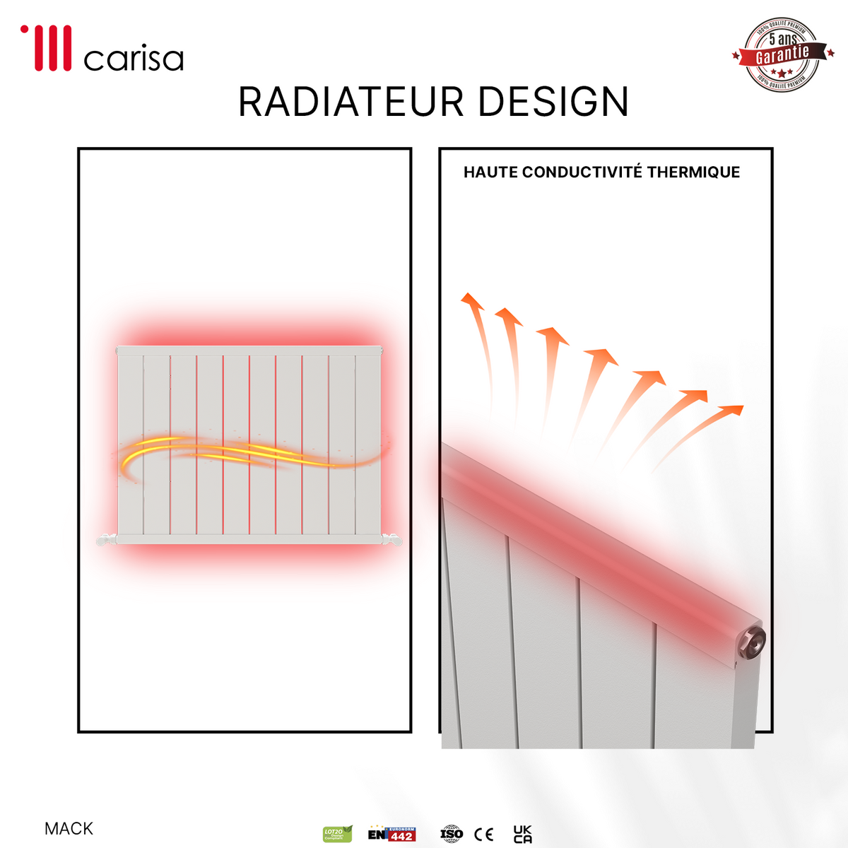 Carisa Mack Radiateur en Aluminium Horizontal Design Moderne Blanc