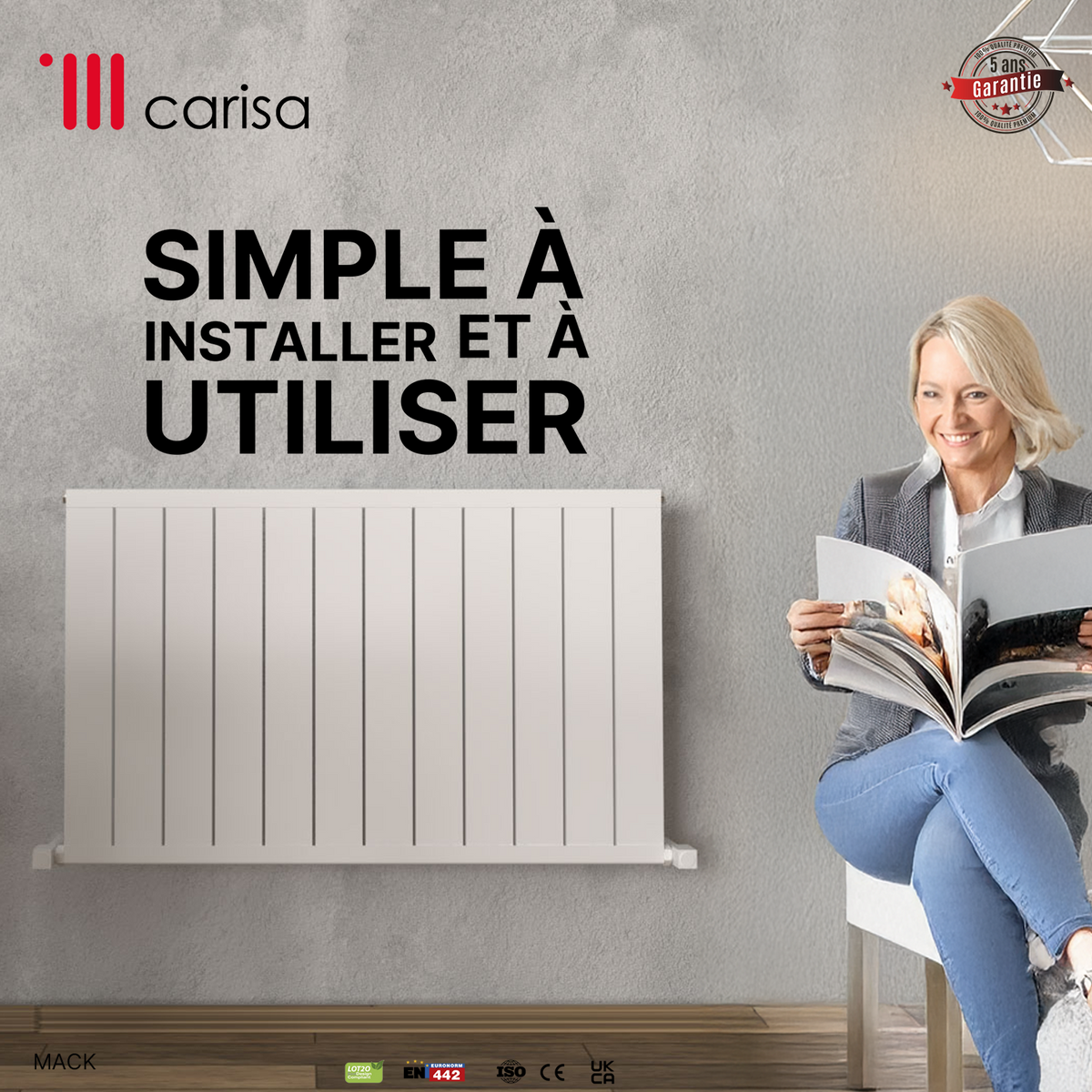 Carisa Mack Radiateur en Aluminium Horizontal Design Moderne Blanc