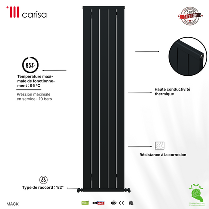 Carisa Mack Radiateur en Aluminium Vertical Design Moderne Anthracite