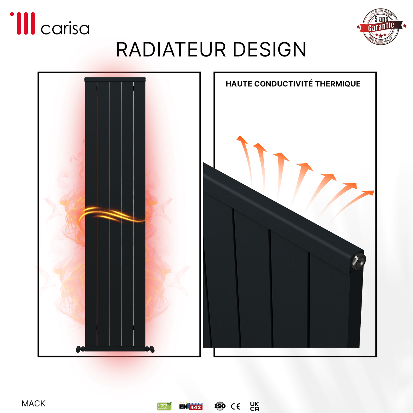Carisa Mack Radiateur en Aluminium Vertical Design Moderne Anthracite