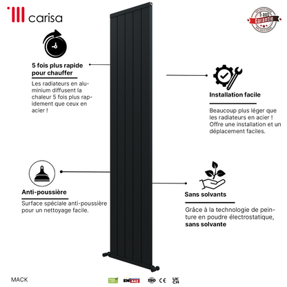 Carisa Mack Radiateur en Aluminium Vertical Design Moderne Anthracite