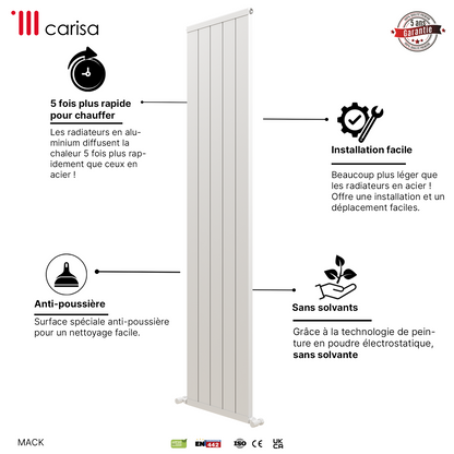 Carisa Mack Radiateur en Aluminium Vertical Design Moderne Blanc