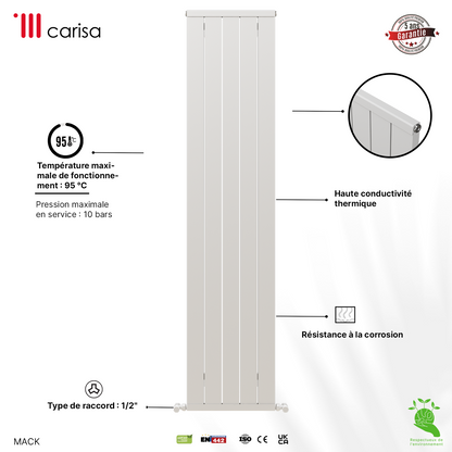 Carisa Mack Radiateur en Aluminium Vertical Design Moderne Blanc