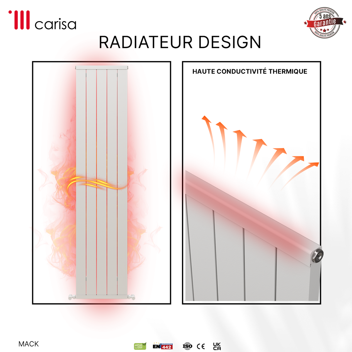 Carisa Mack Radiateur en Aluminium Vertical Design Moderne Blanc