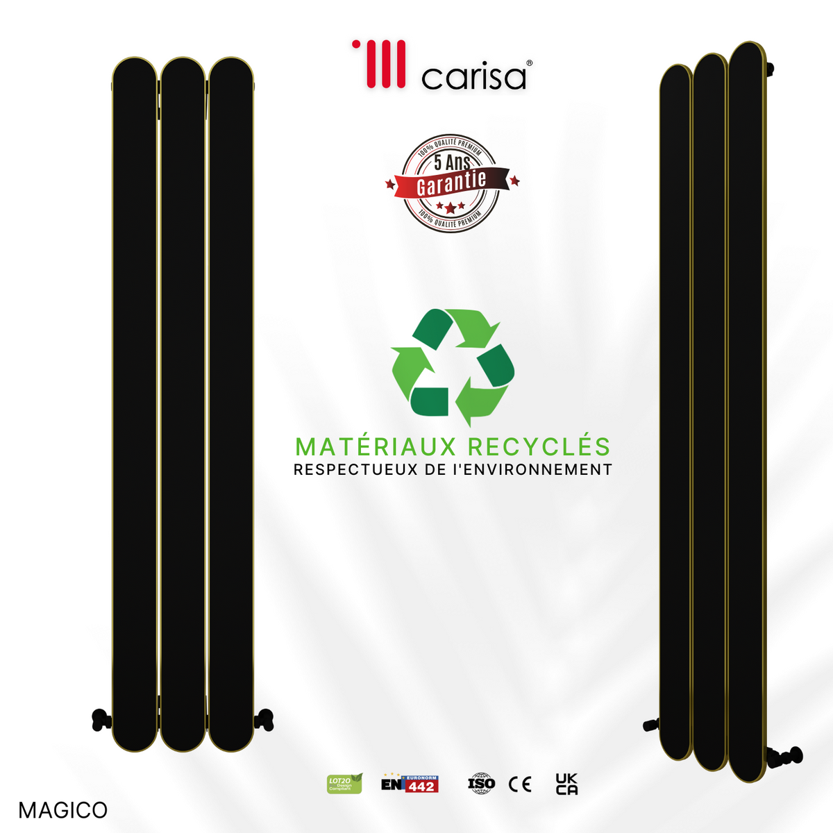 Carisa Magico Radiateur en Aluminium Vertical Design Moderne Noir
