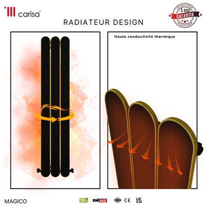 Carisa Magico Radiateur en Aluminium Vertical Design Moderne Noir