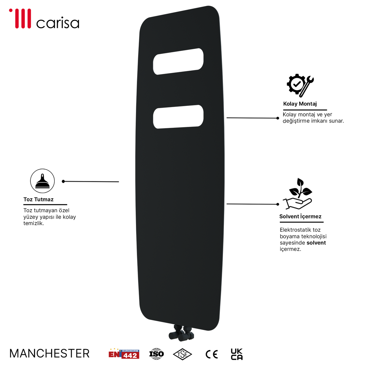 Carisa Manchester Radiateur Design Mince en Acier Vertical Design Moderne Anthracite