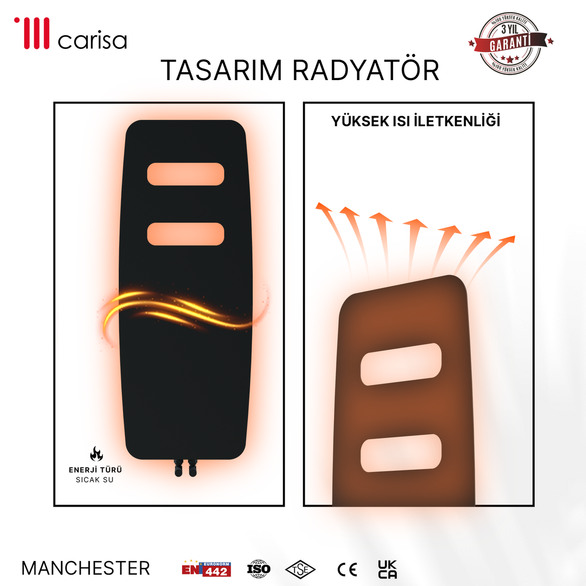 Carisa Manchester Radiateur Design Mince en Acier Vertical Design Moderne Anthracite