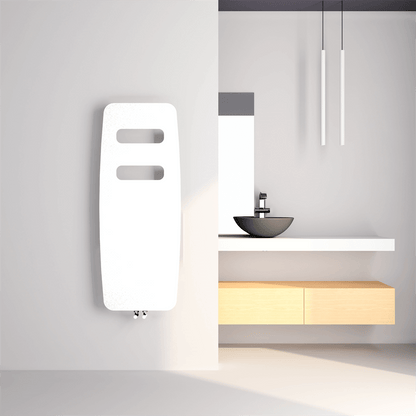 Alt Tag: Carisa Manchester Radiateur Design Mince en Acier Vertical Design Moderne Blanc, radiateur blanc mural vertical pour salle de bain moderne